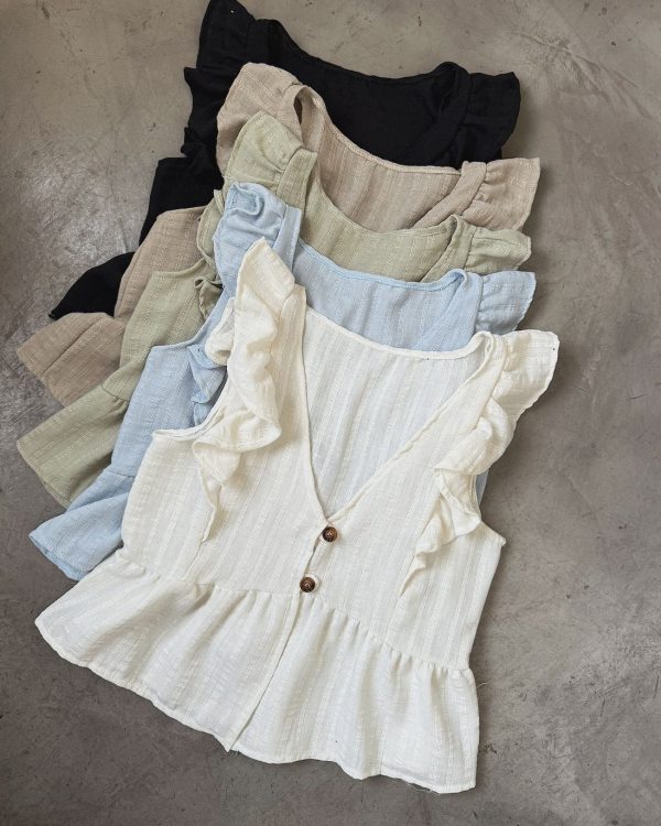 #159 | Blusa lino tramado con volados